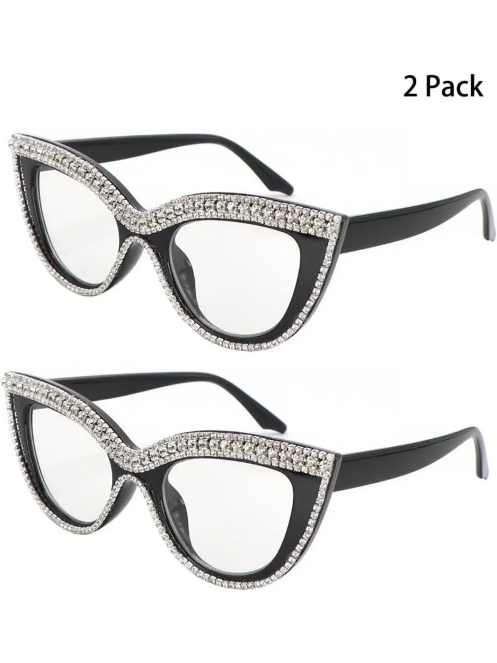 Stylish Cat Eye Reading Glasses with Bling Rhinestones & Blue Light Blocking